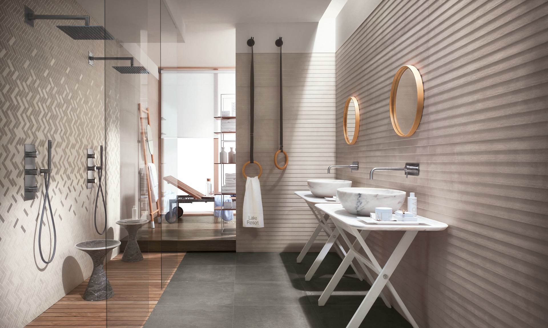 Ideje za moderno kupatilo: neutralne boje i 3D teksture