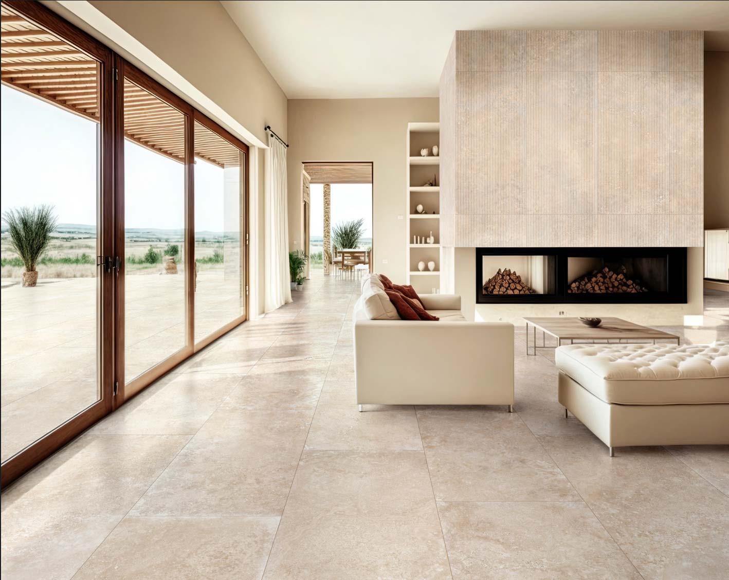 Travertino Beige Line Decor 60x120